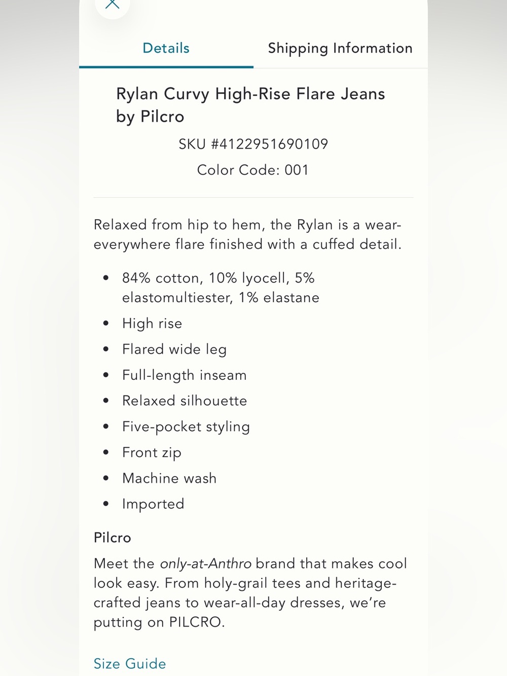 NWT The Rylan Curvy High-Rise Flare Jeans by Pilcro - Picture 4 of 6